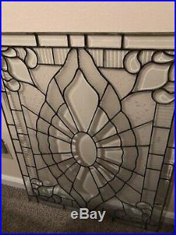Antique leaded stained glass window 27 X 34