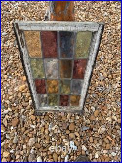 Antique panel Leaded Stained-Glass Casement Wood Window from the late 1920s