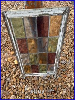 Antique panel Leaded Stained-Glass Casement Wood Window from the late 1920s