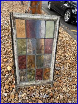 Antique panel Leaded Stained-Glass Casement Wood Window from the late 1920s