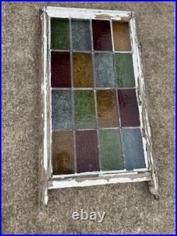 Antique panel Leaded Stained-Glass Casement Wood Window from the late 1920s
