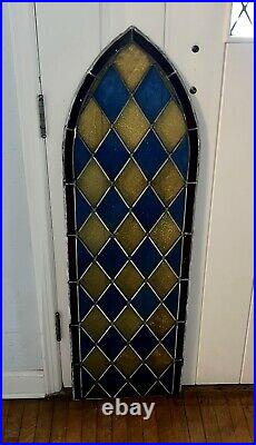 Antique (post 1850) Stained Leaded Glass Arched Church Window, Summit Hill, Pa