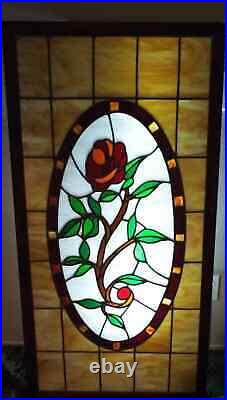 Antique vintage leaded stained glass panel
