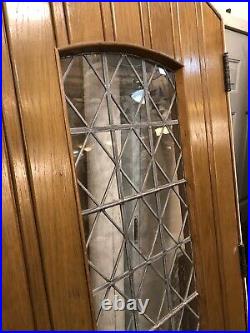 Arched Oak Leaded Glass Door with Encasement Frame and Hardware Mansion Salvage