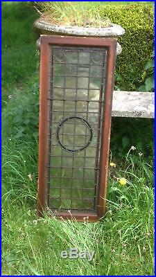 Architectural Antique Victorian Arts & Crafts Bullseye Leaded Glass Window Frame