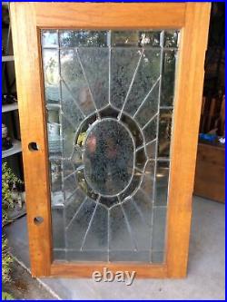 Architectural Salvage Wood Framed Leaded Glass Window Door Panel