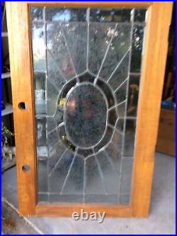 Architectural Salvage Wood Framed Leaded Glass Window Door Panel