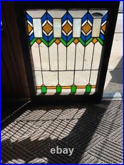 Art Deco Antique Stained Leaded Glass Window Circa 1925 from Chicago 29 x 24