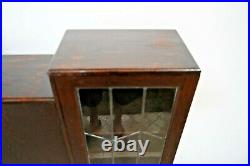 Art Deco Side By Side Bookcase Leaded Glass Tall center cabinet English Oak