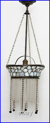 Art Nouveau, Jugendstil hanging, hall, ceiling Lamp, circa 1900, leaded mosaic