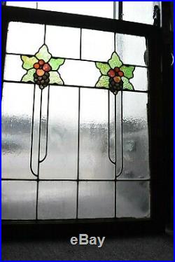 Arts And Crafts Floral Leaded Stained Glass Window 36 1/2 H X 31 3/4w