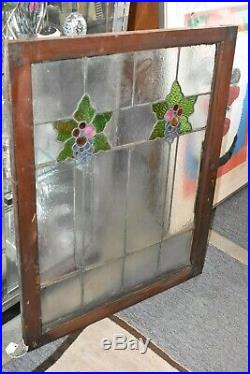 Arts And Crafts Floral Leaded Stained Glass Window 36 1/2 H X 31 3/4w