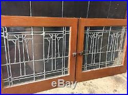 Arts And Crafts Leaded Glass Stickley Style Craftsman Window Cabinet Doors