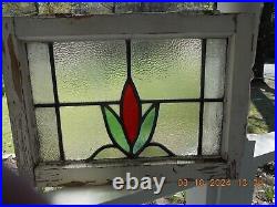 Arts & Craft Style English Leaded Stained-Glass Windows 20 1/4 X 14 3/4