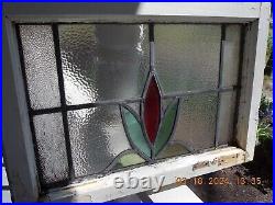 Arts & Craft Style English Leaded Stained-Glass Windows 20 1/4 X 14 3/4