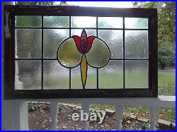 Arts & Craft Transom Style English Leaded Stained-Glass Window 35 3/8 X 21 1/8