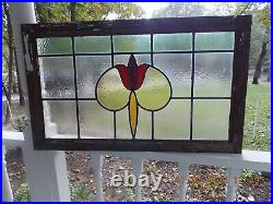 Arts & Craft Transom Style English Leaded Stained-Glass Window 35 3/8 X 21 1/8