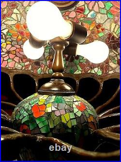 Arts & Crafts Oversized Tiffany style Leaded Mosaic Glass Table Lamp, 20th Cent