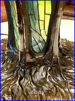 Arts & Crafts Oversized Tiffany style Leaded Mosaic Glass Table Lamp, 20th Cent