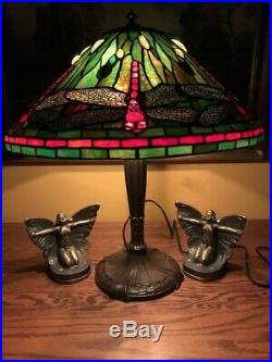 Arts Crafts Slag Glass Leaded Vintage Lamp Tiffany Studios / Handel Style NR
