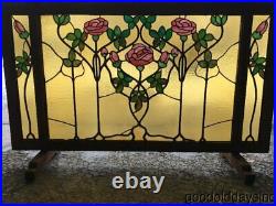 Arts & Crafts Tobey Furniture Co. Chicago Stained Leaded Glass Fireplace Screen