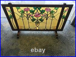 Arts & Crafts Tobey Furniture Co. Chicago Stained Leaded Glass Fireplace Screen