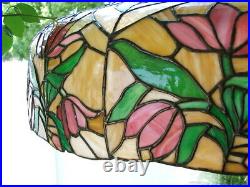 Arts and Crafts, Art Nouveau, Art Deco HANGING LEADED GLASS, STAINED GLASS LAMP