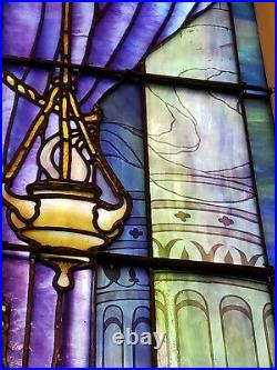 +++ Authentic Signed Tiffany Studios Church Religious Stained Glass Window +++