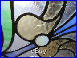 BEAUTIFUL ANTIQUE STAINED GLASS WINDOW 32 x 27.5 ARCHITECTURAL SALVAGE