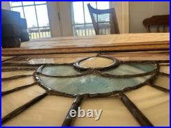 BEAUTIFUL stained Glass Frame 2ft Tall Blue White Purple Vintage Glass