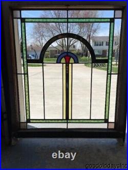 Beautiful Antique 1920's Chicago Bungalow Style Stained Leaded Glass Window