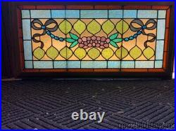 Beautiful Antique Chicago Stained Leaded Glass Transom Window 39 x 19