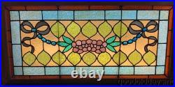 Beautiful Antique Chicago Stained Leaded Glass Transom Window 39 x 19