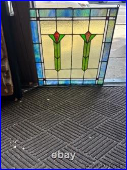 Beautiful Antique Chicago Stained Leaded Glass Window 24 x 24