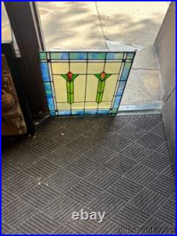 Beautiful Antique Chicago Stained Leaded Glass Window 24 x 24