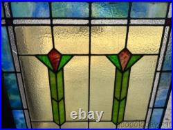 Beautiful Antique Chicago Stained Leaded Glass Window 24 x 24