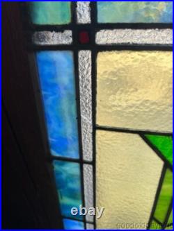 Beautiful Antique Chicago Stained Leaded Glass Window 24 x 24
