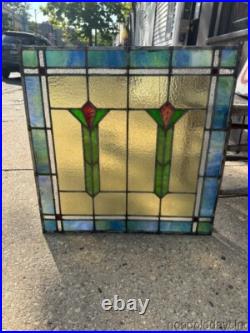 Beautiful Antique Chicago Stained Leaded Glass Window 24 x 24