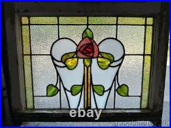Beautiful Antique Chicago Stained Leaded Glass Window 28 x 24