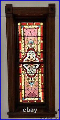 Beautiful Antique Chicago Stained Leaded Glass Window Circa 1890 Transom