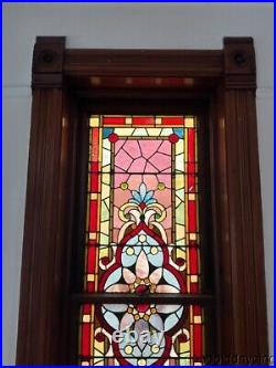 Beautiful Antique Chicago Stained Leaded Glass Window Circa 1890 Transom