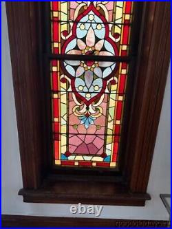 Beautiful Antique Chicago Stained Leaded Glass Window Circa 1890 Transom