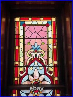 Beautiful Antique Chicago Stained Leaded Glass Window Circa 1890 Transom