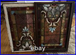 Beautiful Antique Chicago Stained Leaded Glass Window Circa 1890 Transom