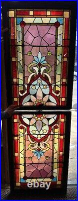 Beautiful Antique Chicago Stained Leaded Glass Window Circa 1890 Transom