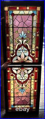 Beautiful Antique Chicago Stained Leaded Glass Window Circa 1890 Transom