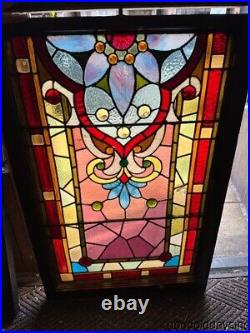 Beautiful Antique Chicago Stained Leaded Glass Window Circa 1890 Transom