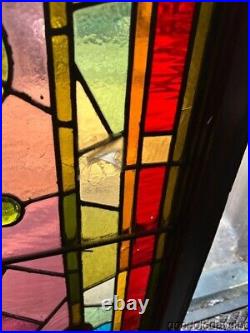 Beautiful Antique Chicago Stained Leaded Glass Window Circa 1890 Transom