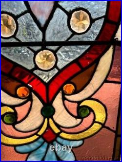 Beautiful Antique Chicago Stained Leaded Glass Window Circa 1890 Transom