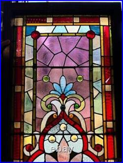 Beautiful Antique Chicago Stained Leaded Glass Window Circa 1890 Transom